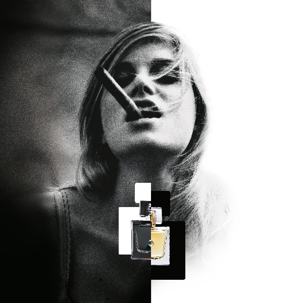 J'OSE EISENBERG perfume with a photo of a lady with a cigar